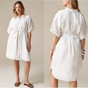 NWT J CREW Capitaine shirtdress in linen In white